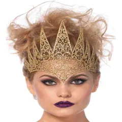 Adults Royal Queen Princess Medieval Gold Die Cut Crown Costume Accessory