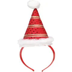 Red And Gold Christmas Santa Headband Hat Holiday Costume Accessory
