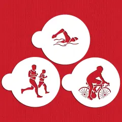 Triathlon Cookie Stencil Set | C873 by Designer Stencils | Stencils for Royal Icing, Airbrush, Dusting Powder |