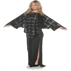Adult's Black Spider Web Poncho Costume Accessory