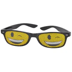 Black Framed Winky Face Emoticon Emoji Novelty Glasses Costume Accessory
