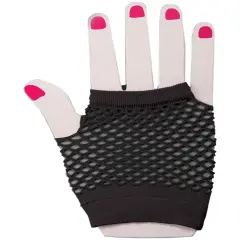 80's Black Short Fishnet Adult Gloves Adult (One Size)