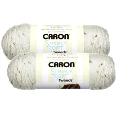 (Pack of 2) Caron Simply Soft Tweeds Yarn-Off White