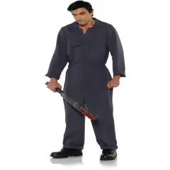 Men's Horror Slasher Icon Villain Legend Grey Boiler Suit Costume