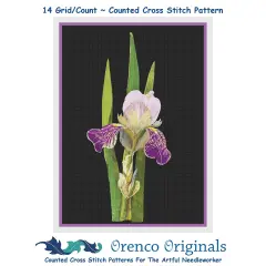 Purple Iris Flowers by Mary Delany Counted Cross Stitch Pattern