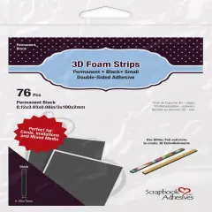Scrapbook Adhesives 3D Foam Strips 76/Pkg-Black, 0.12"X3.93"X0.08"