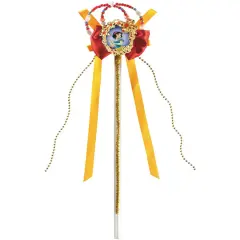 Costume Fairy Princess Snow White Queen Gold Red Magic Wand Scepter with Ribbons
