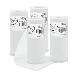 Pack of 4 Decorative Matte Tulle Spool of 6 Inch X 25 Yards White