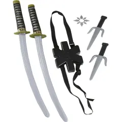 Japanese Samurai Black Ninja Double Toy Sword Anti-Hero Costume Accessory Kit