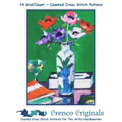 Anemone Flowers Still Life Francis Cadell Counted Cross Stitch Pattern