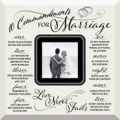 Dexsa Ten Commandments For Marriage Glass Photo Frame with Easel 12"x12"