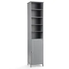 72" Free Standing Tall Floor Bathroom Storage Cabinet with Adjustable Shelves Grey
