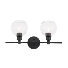 Collier 2 light Black and Clear glass Wall sconce