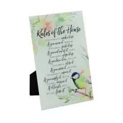 Dexsa Rules of the House Glass Plaque with Easel - 6"x9"