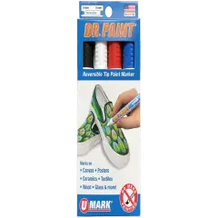 U-Mark DR. PAINT&trade; REVERSIBLE TIP PAINT MARKER - 1 ea. Black, White, Red and Blue