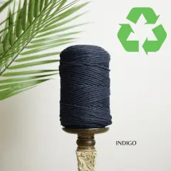 3mm Single Strand Macrame Cotton Cord, 23 Beautiful Colors, Macrame Wall Hanging, Plant Hangers, Cotton Rope for Macrame Indigo