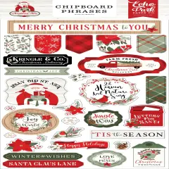 Echo Park Chipboard 6"X13"-Phrases, Christmas Time