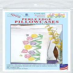 Jack Dempsey Stamped Pillowcases W/White Perle Edge 2/Pkg-Beautiful Blooms