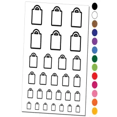 Grocery Tote Bag Purse Outline Temporary Tattoo Water Resistant Fake Body Art Set Collection Red