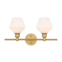 Gene 2 light Brass and Frosted white glass Wall sconce