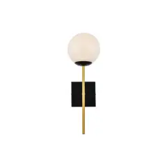 Neri 1 light black and brass and white glass wall sconce