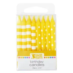 Stripes & Dots Smooth Specialty Candles, 16pc Yellow