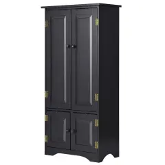 Accent Floor Storage Cabinet with Adjustable Shelves Antique 2-Door-Black