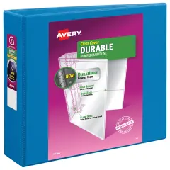 Avery Durable View 3 Ring Binder, 2 Inch Slant Rings, 1 Pool Blue Binder (17837)