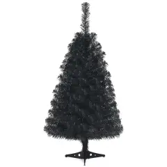 Mini 3 Feet Black PVC Christmas Tree with Full Branches for Halloween Thanksgiving, Xmas Decor