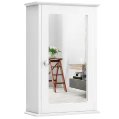 Bathroom Wall Cabinet with Single Mirror Door White