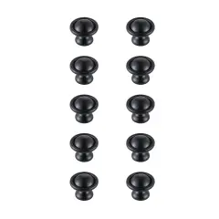 Kadea 1.2" Diameter Matte Black Mushroom Knob Multipack (Set of 10)
