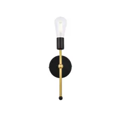 Keely 1 light black and brass wall sconce