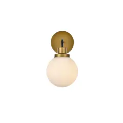 Hanson 1 light bath sconce in black with brass with frosted shade