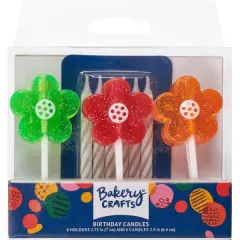 Glitter Flower Candle Holder, 6pc