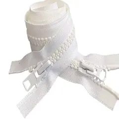 #10 Vislon Molded Separating Two-Way YKK Heavy Duty Jacket Zipper - Choose Your Length & Color - 1 Zipper Per Pack - Made in The United States (White - 501, 36" Inches)