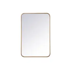 Soft corner metal rectangular mirror 20x30 inch inBrass