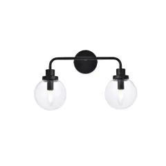 Hanson 2 lights bath sconce in black with clear shade