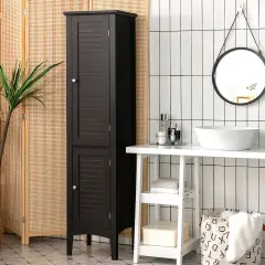 Freestanding Bathroom Storage Cabinet for Kitchen and Living Room Brown