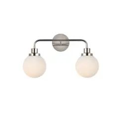 Hanson 2 lights bath sconce in polished nickel with frosted shade