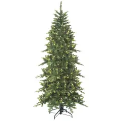 Realistic Christmas Tree - 7.5' Icelandic Fir Color+Clear LED - Hook On Branches - HOLIDAY TREE