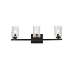 Cassie 3 lights bath sconce in black with clear shade