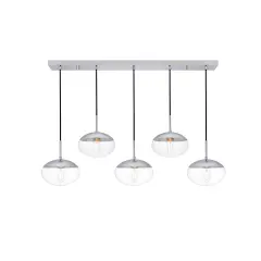 Eclipse 5 Lights Chrome Pendant With Clear Glass