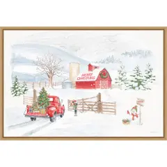 Home For The Holidays I Snowman by Beth Grove Canvas Art Framed