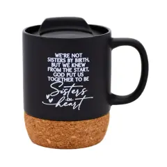 Dexsa Sisters In Heart Designer Cork Bottom Mug with Lid - 14 oz