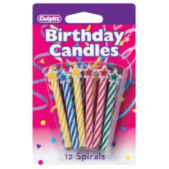 Asssorted Colors Star-Shaped Tops Candy Stripe Spiral Candles, 12pc