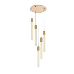 Weston 5 lights pendant in satin gold