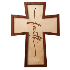Dexsa Faith Inspirational Laser-Cut Wood Cross Plaque 7.5 inches x 10 inches
