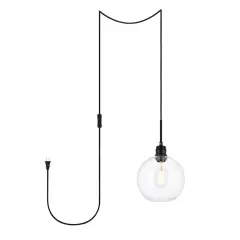 Emett 1 light Black and Clear glass plug in pendant