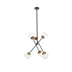 Axl 24 inch pendant in black and brass with clear shade