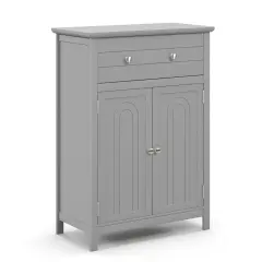 2-Door Freestanding Bathroom Cabinet with Drawer and Adjustable Shelf Grey